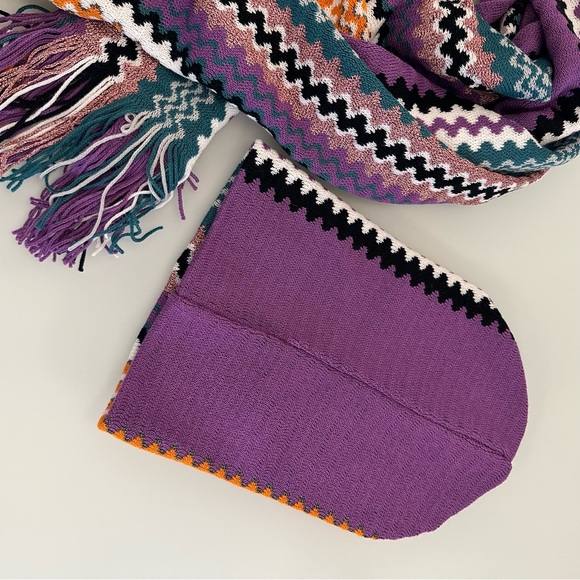 NWOT | Missoni | Purple Zigzag Hat & Scarf Set | One Size - Picture 10 of 16